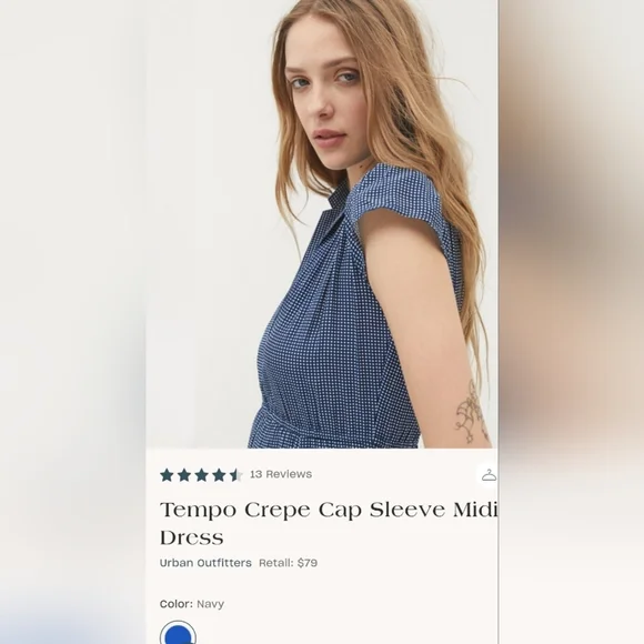 Urban Outfitters Navy Cap Sleeve Dress Size XS - Picture 2 of 11